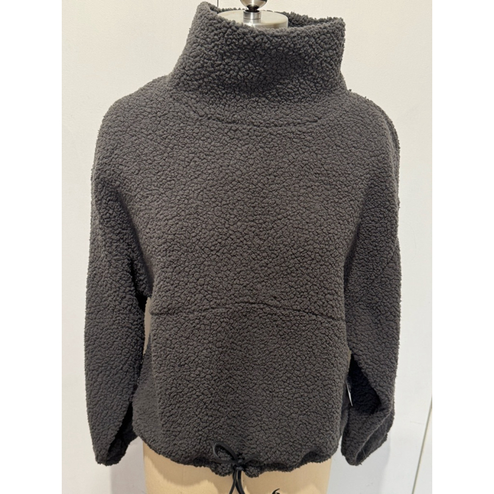 Women's Old Navy fleece mock neck Pullover XS black drawstring waist